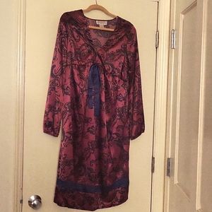 Everly Grey silky purple & black maternity dress. Women's M. Comfy & luxurious!